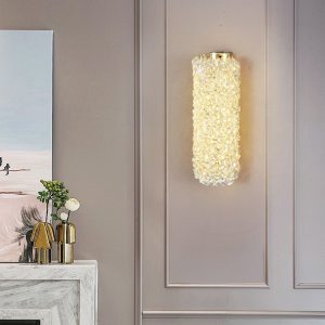 Aplică LED Auriu cu Cristale –Elit's 10W, 2 Surse, 3 Tipuri de Lumină, 32×12×13 cm