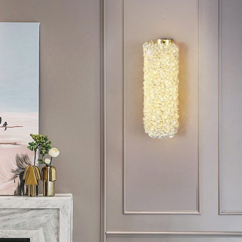 Aplică LED Auriu cu Cristale –Elit's 10W, 2 Surse, 3 Tipuri de Lumină, 32×12×13 cm