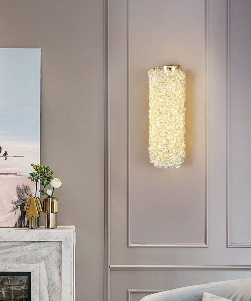 Aplică LED Auriu cu Cristale –Elit's 10W, 2 Surse, 3 Tipuri de Lumină, 32×12×13 cm