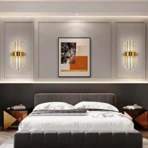 Aplică Auriu cu Cristale – 2 Fasunguri E14,Elit's Design Elegant din Metal și Cristal, 46×20×10 cm