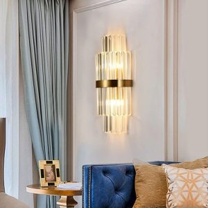 Aplică Aurie cu Cristale –Elit's 2 Fasunguri E14, Design Elegant din Metal și Cristal, 36×20×10 cm