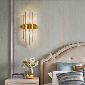 Aplică Auriu cu Cristale – 2 Fasunguri E14,Elit's Design Elegant din Metal și Cristal, 46×20×10 cm
