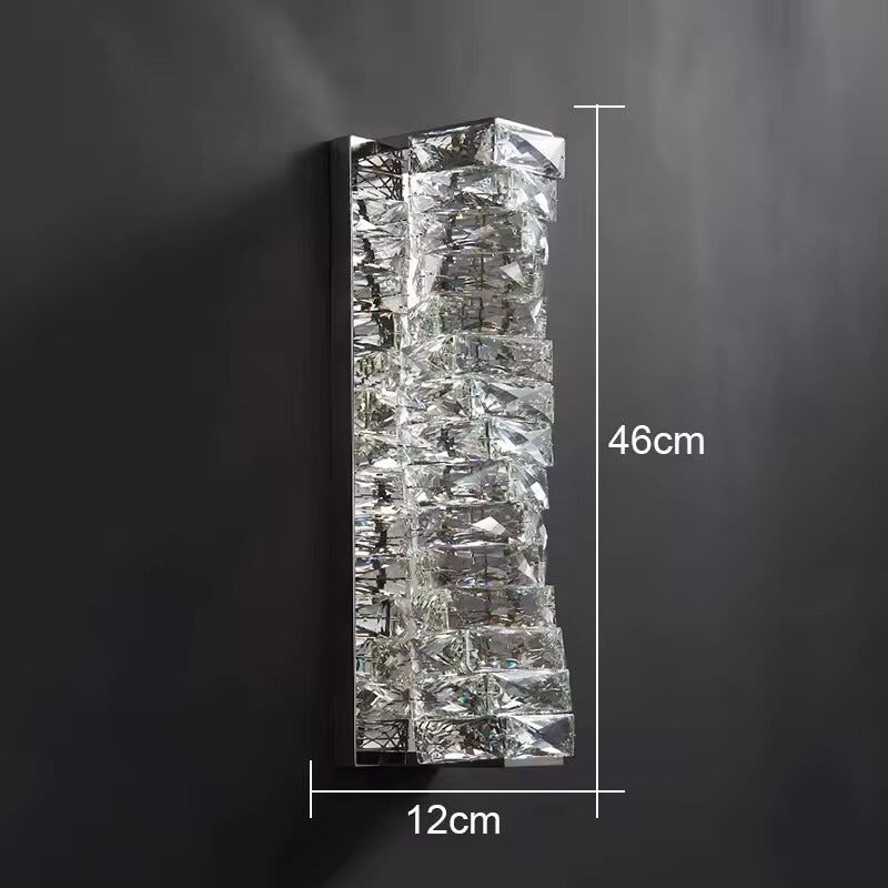 Aplică LED cu Cristale –Elit's 20W, 3 Tipuri de Lumină, Design Modern Argintiu, 46×12×16 cm