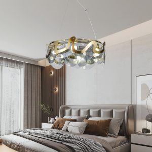 Lustră Suspendată din Sticlă –Elit's 6 Fasunguri E14, Ø50 cm, Înălțime Reglabilă