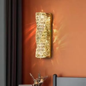 Aplică LED Auriu cu Cristale – Elit's 20W, 3 Tipuri de Lumină, Design Elegant, 46×12×16 cm