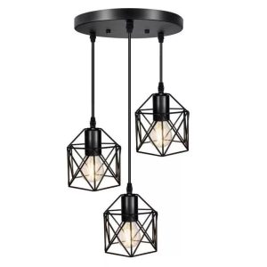 Lustră Suspendată cu 3 Brațe –Elit's Soclu E27, Design Modern, 36×36×80 cm