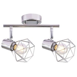 Lustră Rustică cu 2 Brațe, Argintiu –Elit's Soclu E14, Design din Metal, 370×100×190 mm