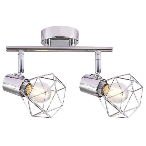 Lustră Rustică cu 2 Brațe, Argintiu –Elit's Soclu E14, Design din Metal, 370×100×190 mm