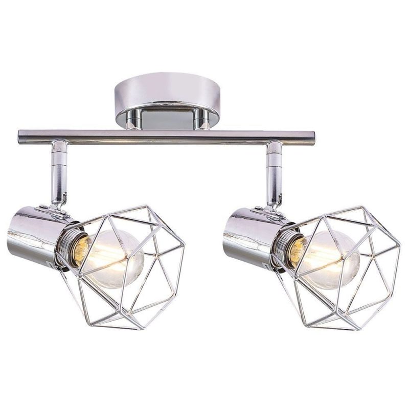 Lustră Rustică cu 2 Brațe, Argintiu –Elit's Soclu E14, Design din Metal, 370×100×190 mm