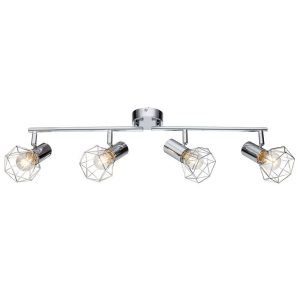 Lustră Rustică cu 4 Brațe, Argintiu –Elit's Soclu E14, Design Vintage din Metal, 480×100×190 mm