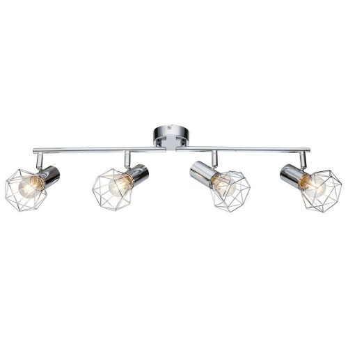 Lustră Rustică cu 4 Brațe, Argintiu –Elit's Soclu E14, Design Vintage din Metal, 480×100×190 mm