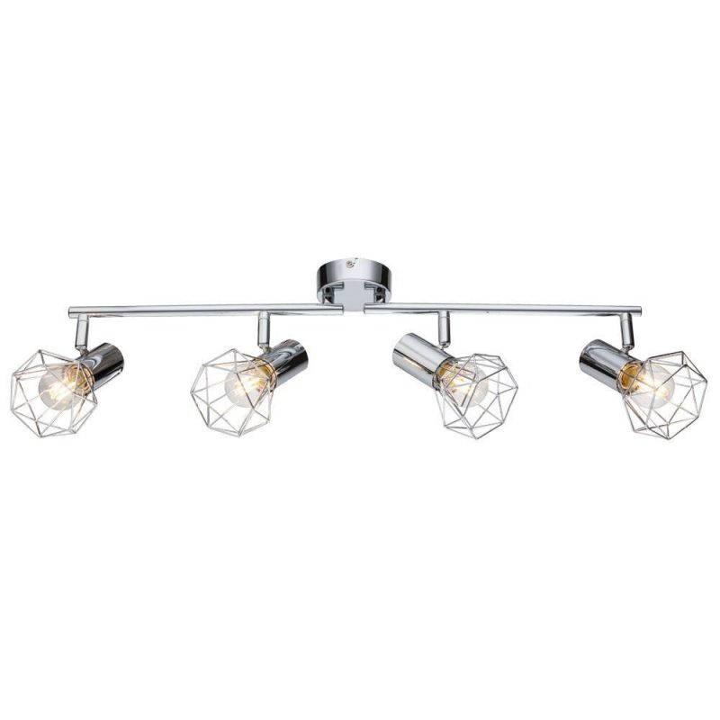 Lustră Rustică cu 4 Brațe, Argintiu –Elit's Soclu E14, Design Vintage din Metal, 480×100×190 mm