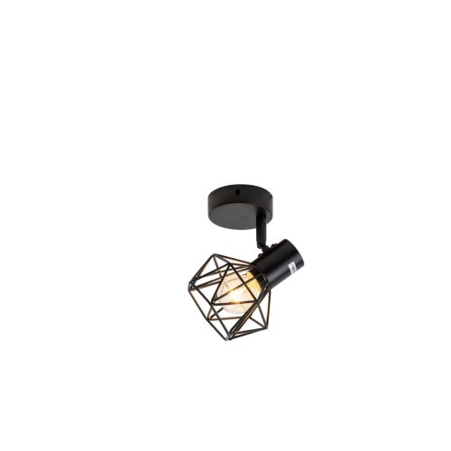 Lustră Rustică cu Soclu E14, Negru –Elit's Design Compact din Metal, 100×100×160 mm