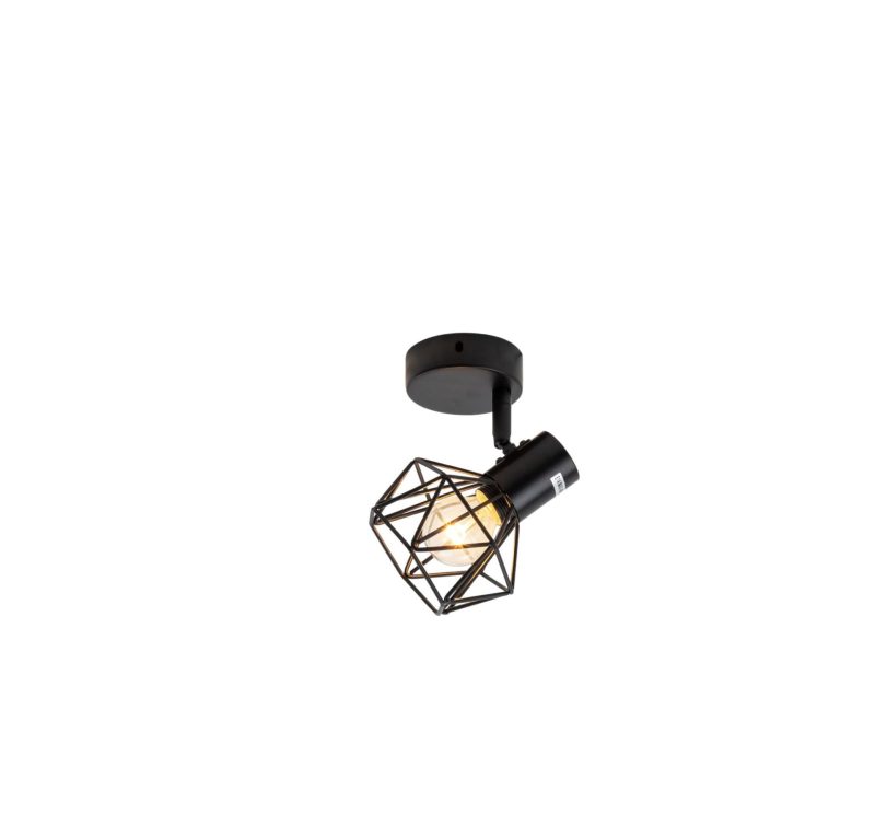 Lustră Rustică cu Soclu E14, Negru –Elit's Design Compact din Metal, 100×100×160 mm