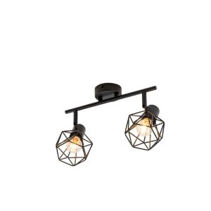 Lustră Rustică cu 2 Brațe, Negru –Elit's Soclu E14, Design din Metal, 370×100×190 mm