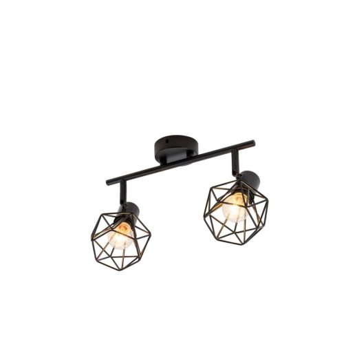Lustră Rustică cu 2 Brațe, Negru –Elit's Soclu E14, Design din Metal, 370×100×190 mm