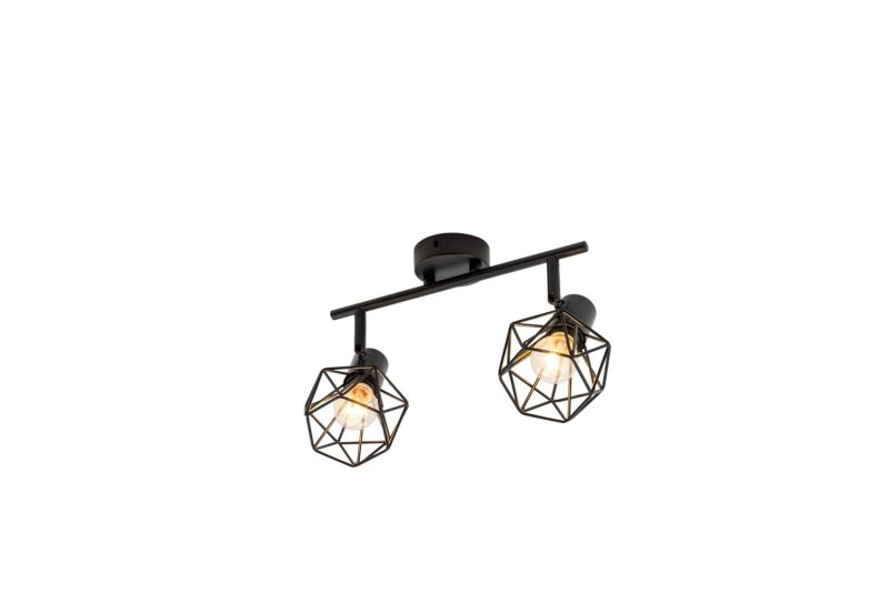 Lustră Rustică cu 2 Brațe, Negru –Elit's Soclu E14, Design din Metal, 370×100×190 mm