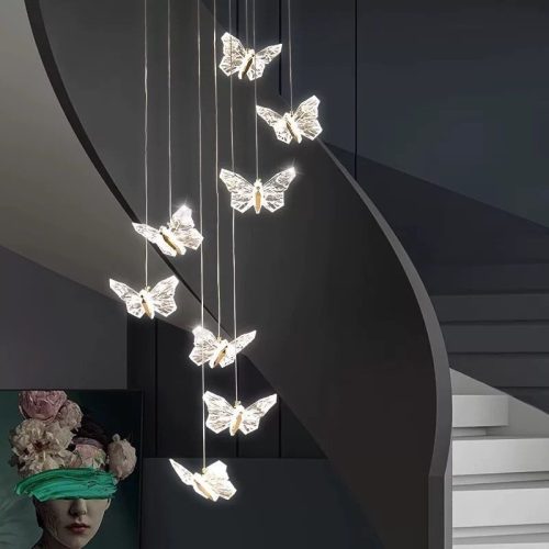 Candelabru LED DJ011-8 – 32W, cristal & metal auriu, cu telecomanda