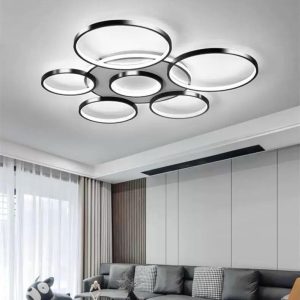 Lustră LED cu Telecomandă –Elit's 137W, 3 Tipuri de Lumină, Intensitate Reglabilă, Design Negru, 80x80 cm