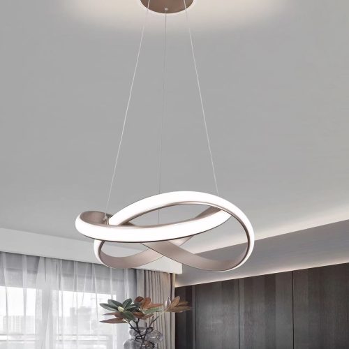 Lustră LED suspendată gri rose, 262W –Elit's Ø50 cm, telecomandă, 3 temperaturi de culoare