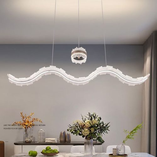 Lustră LED dining suspendată gri rose, 180W –Elit's 3 surse de iluminare, telecomandă, intensitate reglabilă