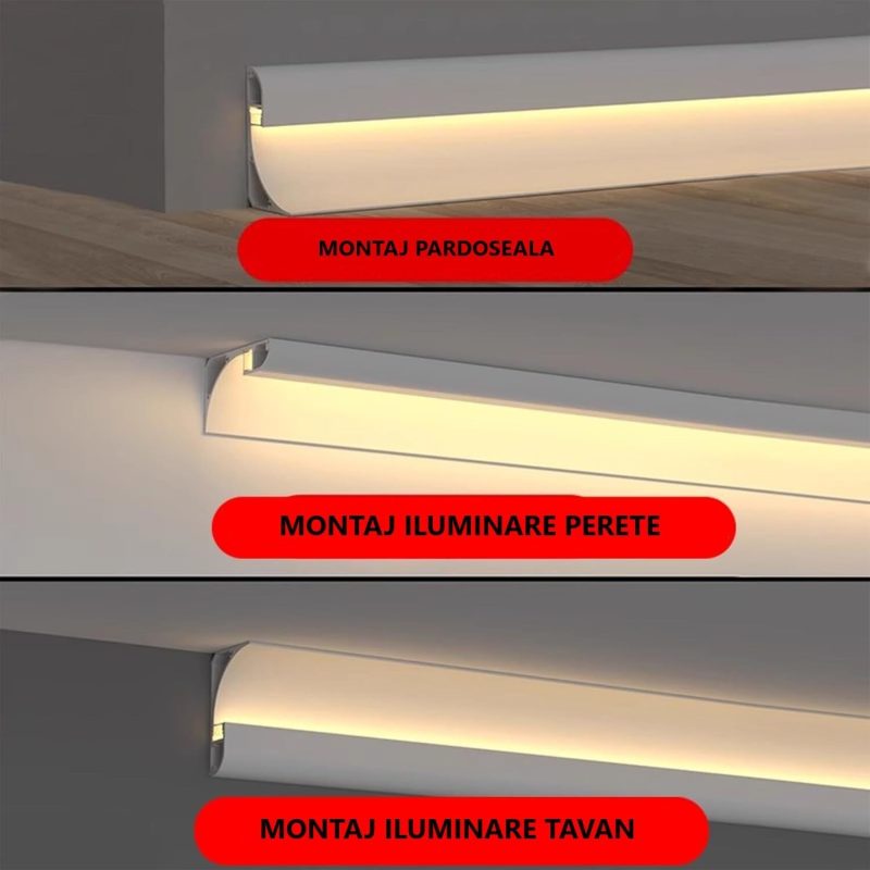 61STL1bUpML._AC_SL1500_29c305eb Profil LED Aplicat Elit's– Tip Scafă / Plintă, Aluminiu Alb, Lungime 3 m