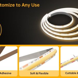 Kit Bandă LED COB – 5 m, Lumină Neutră 4000 K, 14 W/m, 24 V cu Telecomandă și Transformator 72 W