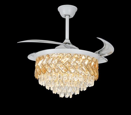 Candelabru cu Ventilator și Telecomandă –Elit's 72W LED, 3 Tipuri de Lumină, Intensitate Reglabilă, 6 Viteze, Alb/Auriu