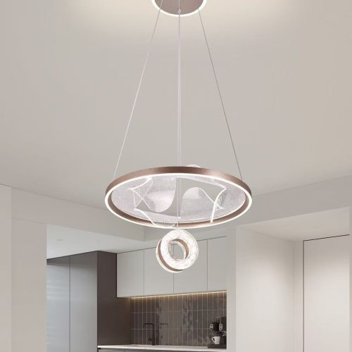Lustra LED suspendata, Elit's 164W, gri elegant, telecomanda, inaltime reglabila