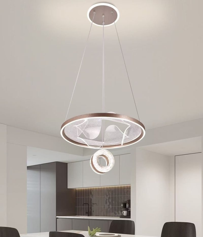 Lustra LED suspendata, Elit's 164W, gri elegant, telecomanda, inaltime reglabila