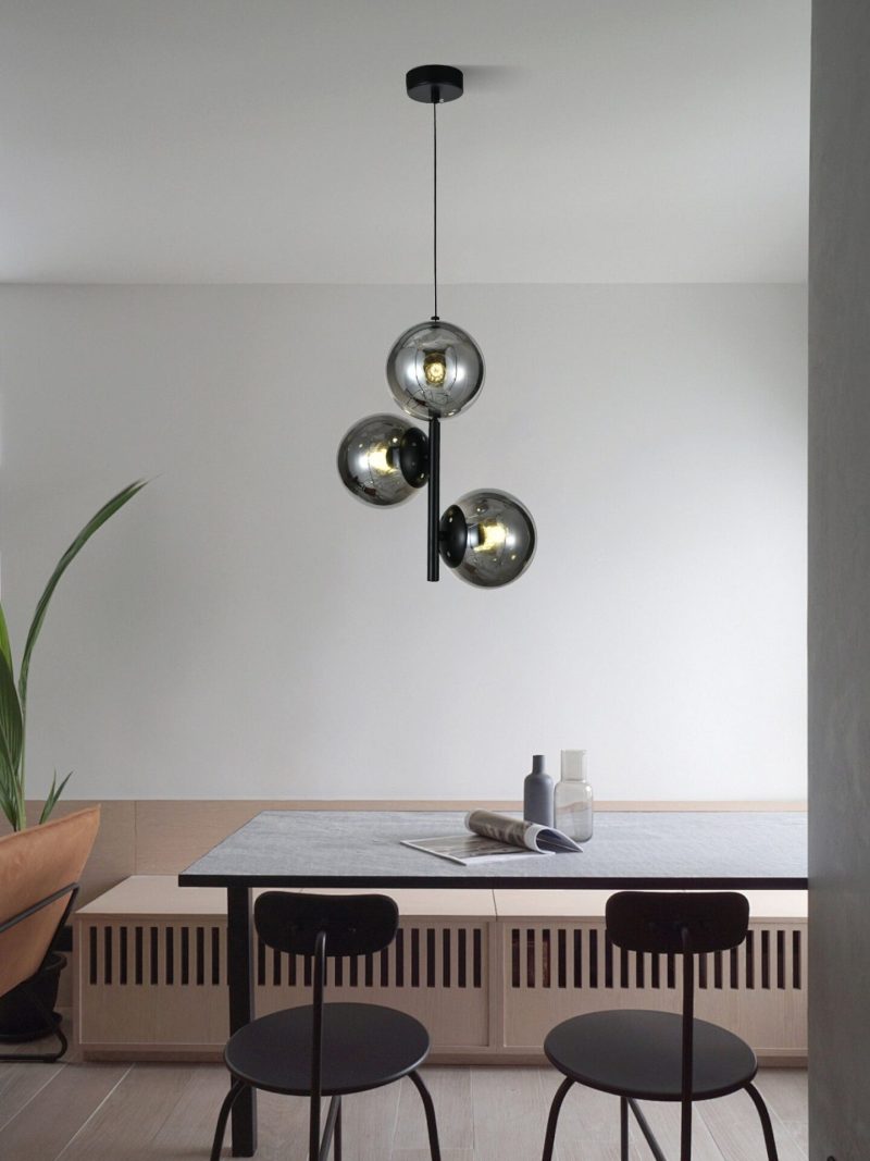 Lustra N6804-Elit's 3 abajururi elegante, finisaj negru