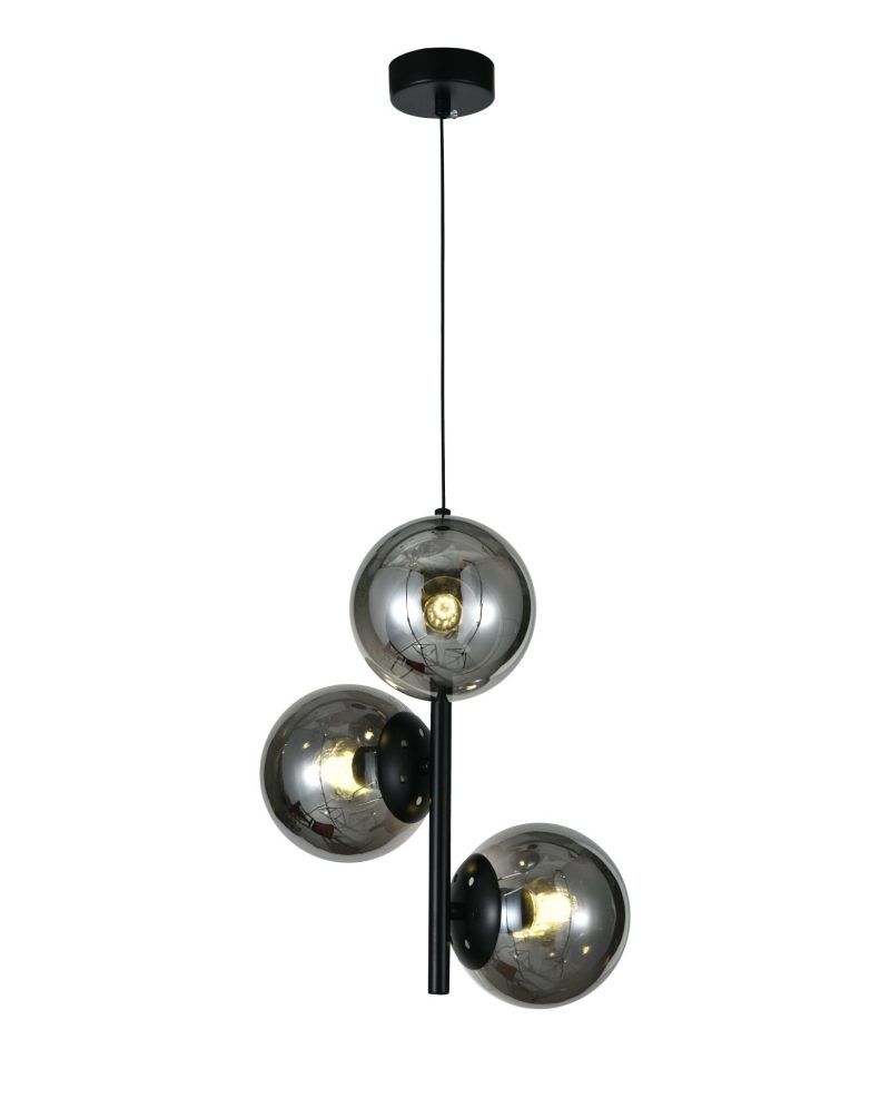 Lustra N6804-Elit's 3 abajururi elegante, finisaj negru