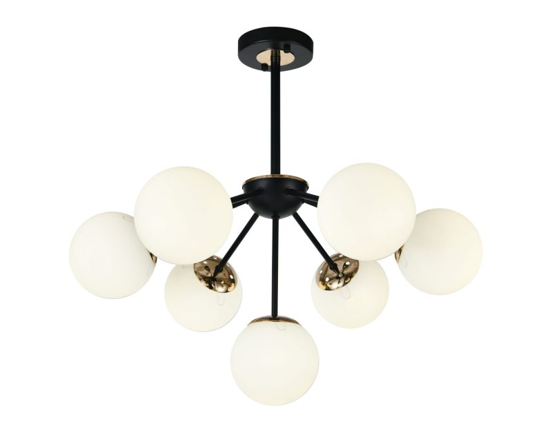 Lustra model N36368-7 –Elit's 7 x E27, abajururi elegante, finisaj negru