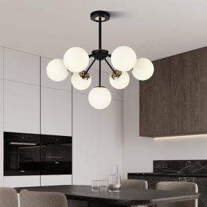 Lustra model N36368-7 –Elit's 7 x E27, abajururi elegante, finisaj negru