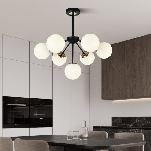Lustra model N36368-7 –Elit's 7 x E27, abajururi elegante, finisaj negru