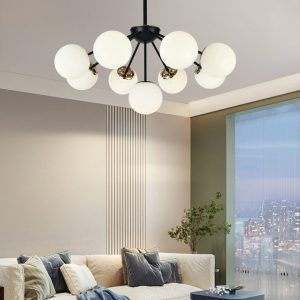 Lustra model N36368-9 –Elit's 9 x E27, abajururi elegante, finisaj negru