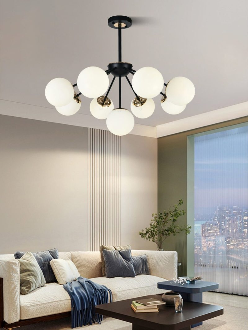 Lustra model N36368-9 –Elit's 9 x E27, abajururi elegante, finisaj negru