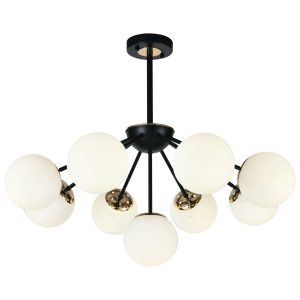 Lustra model N36368-9 –Elit's 9 x E27, abajururi elegante, finisaj negru