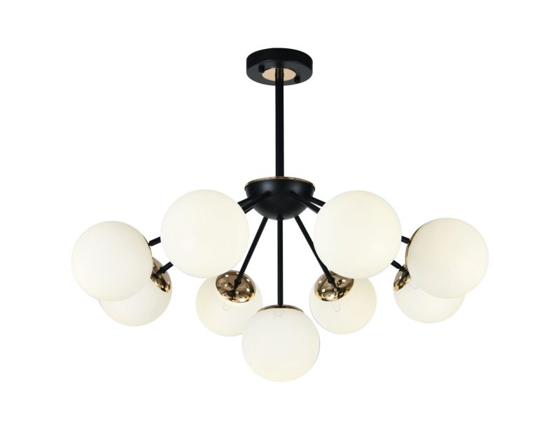 Lustra model N36368-9 –Elit's 9 x E27, abajururi elegante, finisaj negru