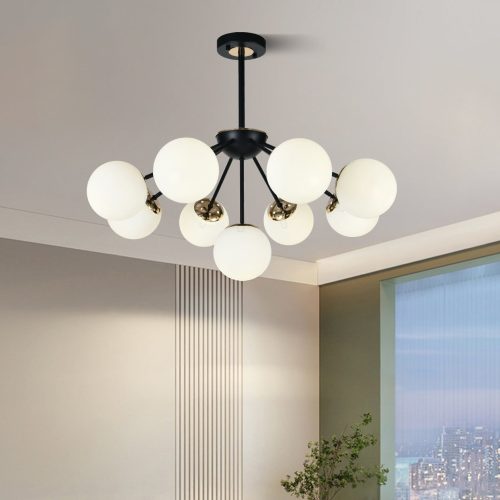 Lustra model N36368-9 –Elit's 9 x E27, abajururi elegante, finisaj negru