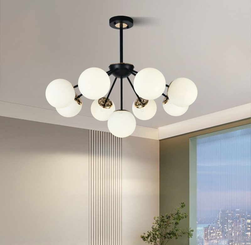 Lustra model N36368-9 –Elit's 9 x E27, abajururi elegante, finisaj negru