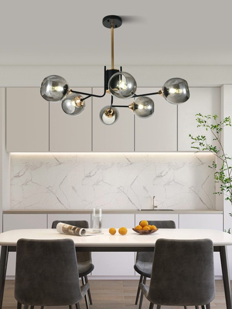 Lustra model N6802-6 –Elit's 6 abajururi elegante, finisaj negru