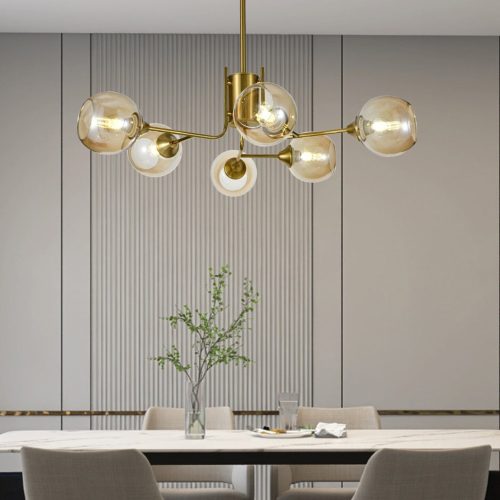 Lustra model N6802-6 –Elit's 6 x E27, abajururi elegante, finisaj auriu