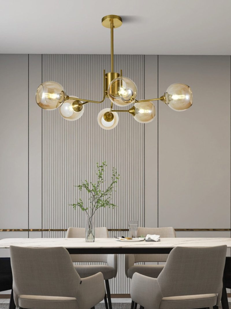 Lustra model N6802-6 –Elit's 6 x E27, abajururi elegante, finisaj auriu