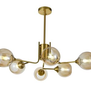 Lustra model N6802-6 –Elit's 6 x E27, abajururi elegante, finisaj auriu