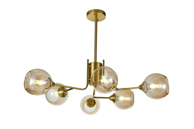 Lustra model N6802-6 –Elit's 6 x E27, abajururi elegante, finisaj auriu