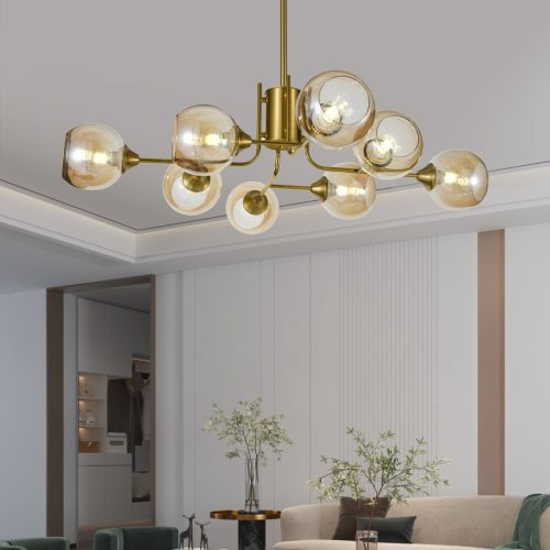 Lustra model N6802-8 –Elit's 8 abajururi elegante, finisaj auriu