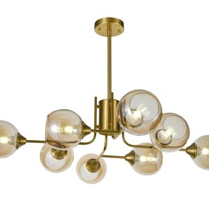 Lustra model N6802-8 – 8 abajururi elegante, finisaj auriu1 Lustra model N6802-8 –Elit's 8 abajururi elegante, finisaj auriu