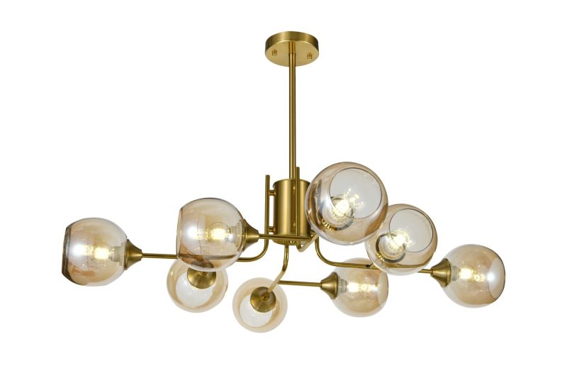 Lustra model N6802-8 – 8 abajururi elegante, finisaj auriu1 Lustra model N6802-8 –Elit's 8 abajururi elegante, finisaj auriu