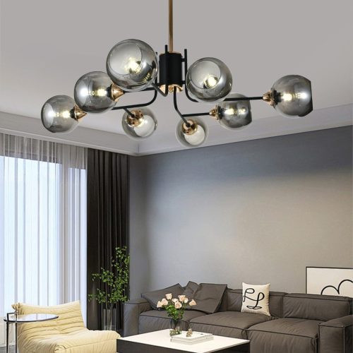 Lustra model N6802-8 –Elit's 8 abajururi elegante, finisaj negru